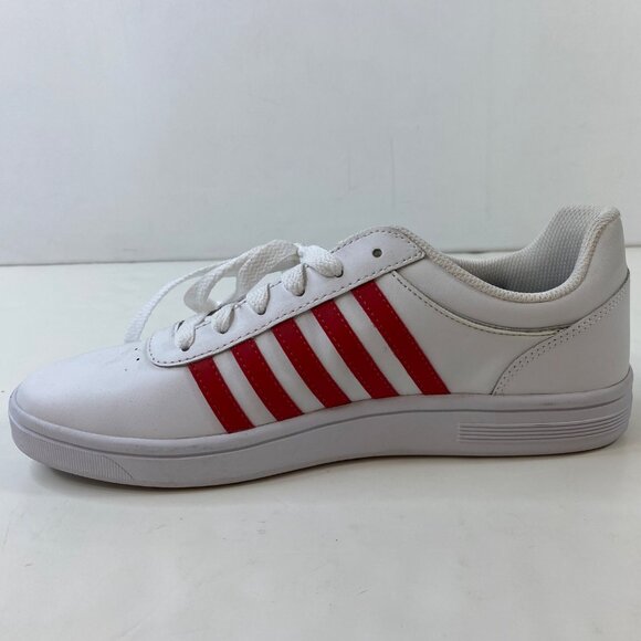 K-Swiss Mens Classic White Sneakers Red Stripes Lace-Up Style Size 8.5 - Picture 4 of 9
